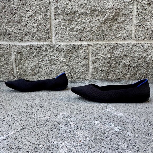 ROTHY'S Black The Point II Shoes Womens 8.5 Black Slip On Flats Rothys Pointed - Picture 3 of 10